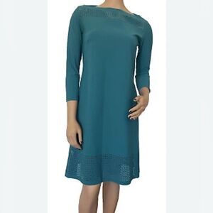 CHIARA BONI La Petite Robe Laser Cut Out Boatneck Sheath Dress